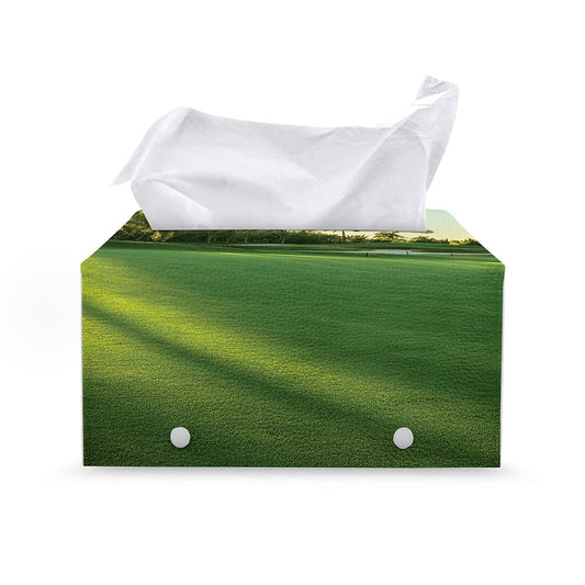 Golf Course Print Leather Tissue Box Cover