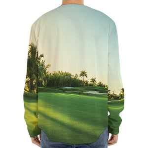 Golf Course Print Long Sleeve Baseball Jersey