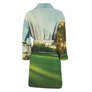 Golf Course Print Men's Bathrobe