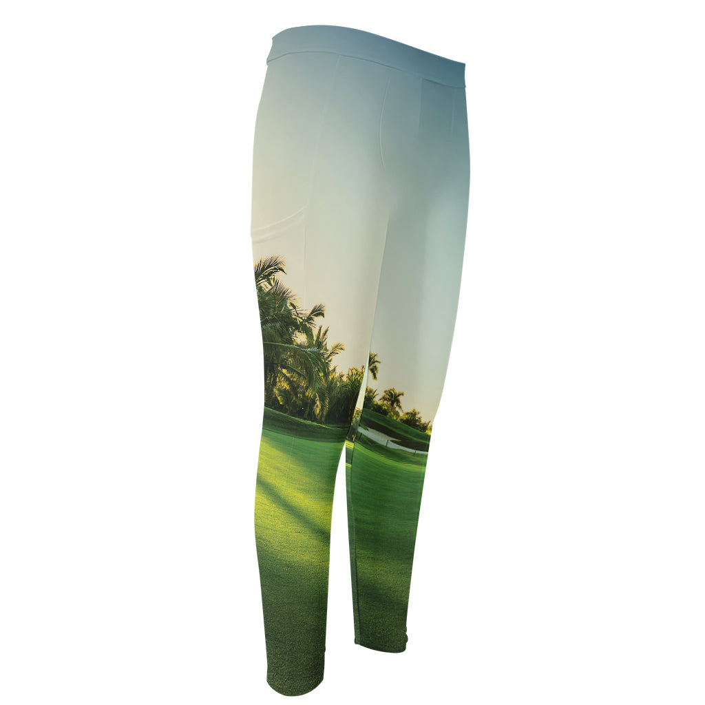 Golf Course Print Men's Compression Pants