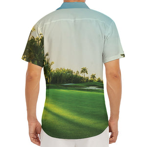 Golf Course Print Men's Deep V-Neck Shirt