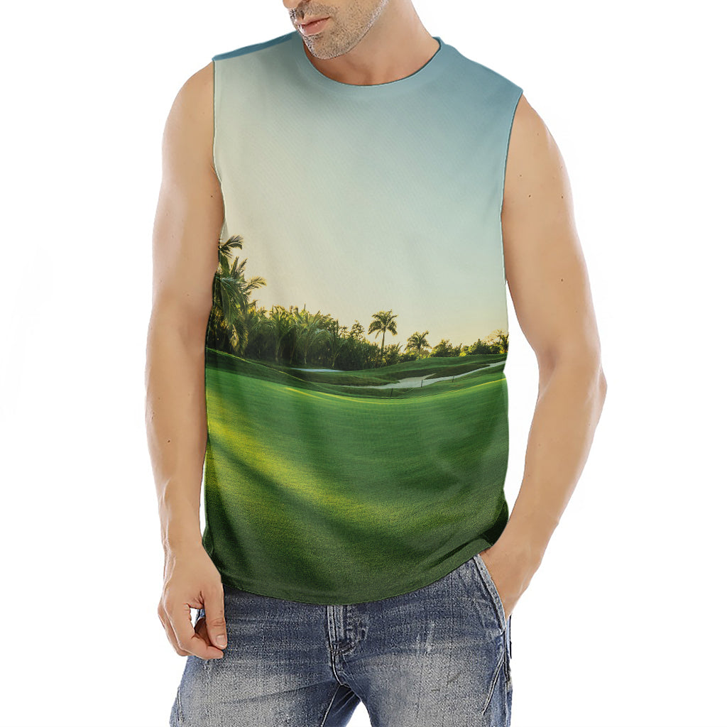 Golf Course Print Men's Fitness Tank Top