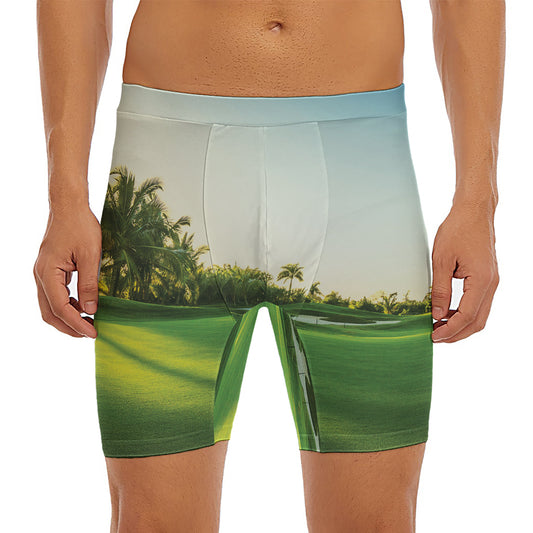 Golf Course Print Men's Long Boxer Briefs
