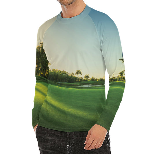 Golf Course Print Men's Long Sleeve Rash Guard