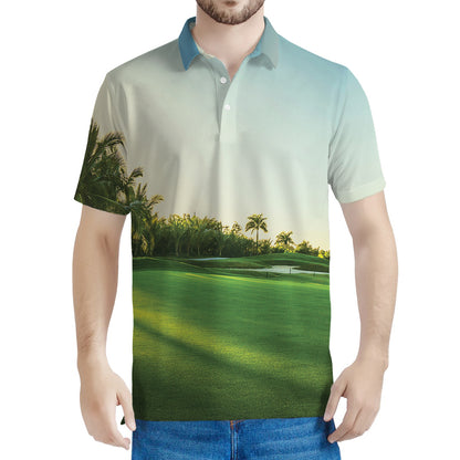 Golf Course Print Men's Polo Shirt