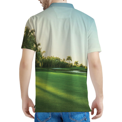 Golf Course Print Men's Polo Shirt