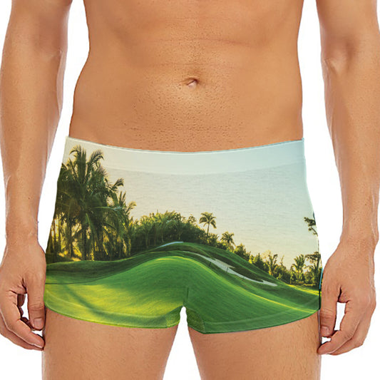 Golf Course Print Men's Short Boxer Briefs