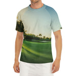Golf Course Print Men's Short Sleeve Rash Guard