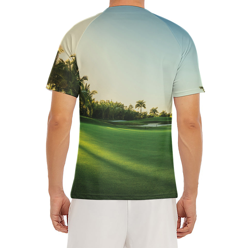 Golf Course Print Men's Short Sleeve Rash Guard