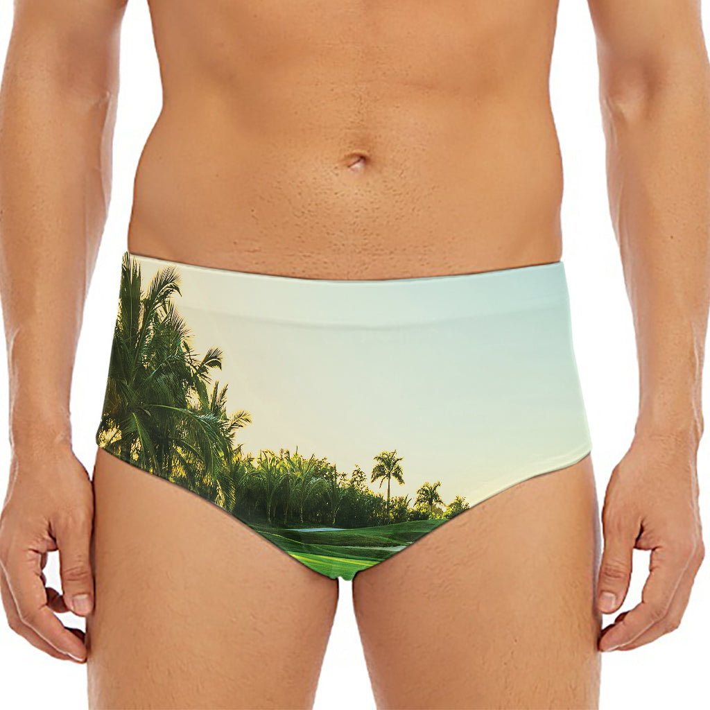 Golf Course Print Men's Triangle Swim Briefs