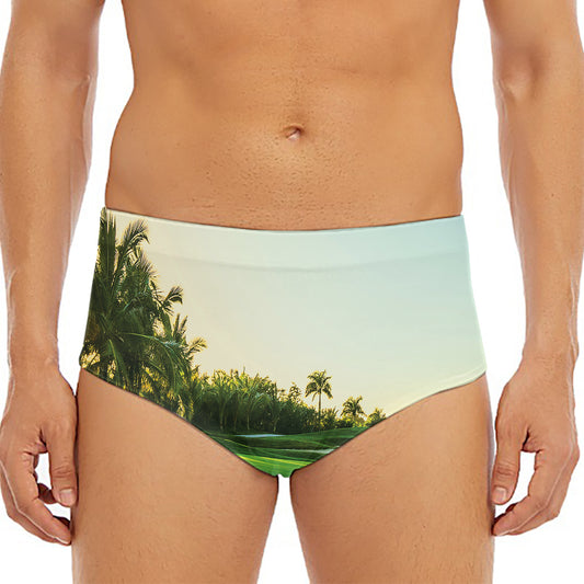 Golf Course Print Men's Triangle Swim Briefs