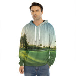 Golf Course Print Men's Velvet Pullover Hoodie