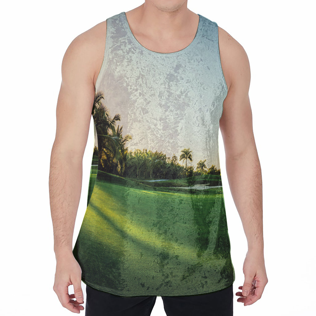 Golf Course Print Men's Velvet Tank Top