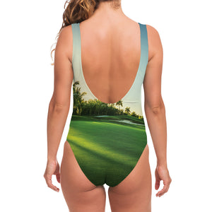 Golf Course Print One Piece Swimsuit