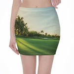 Golf Course Print Pencil Mini Skirt