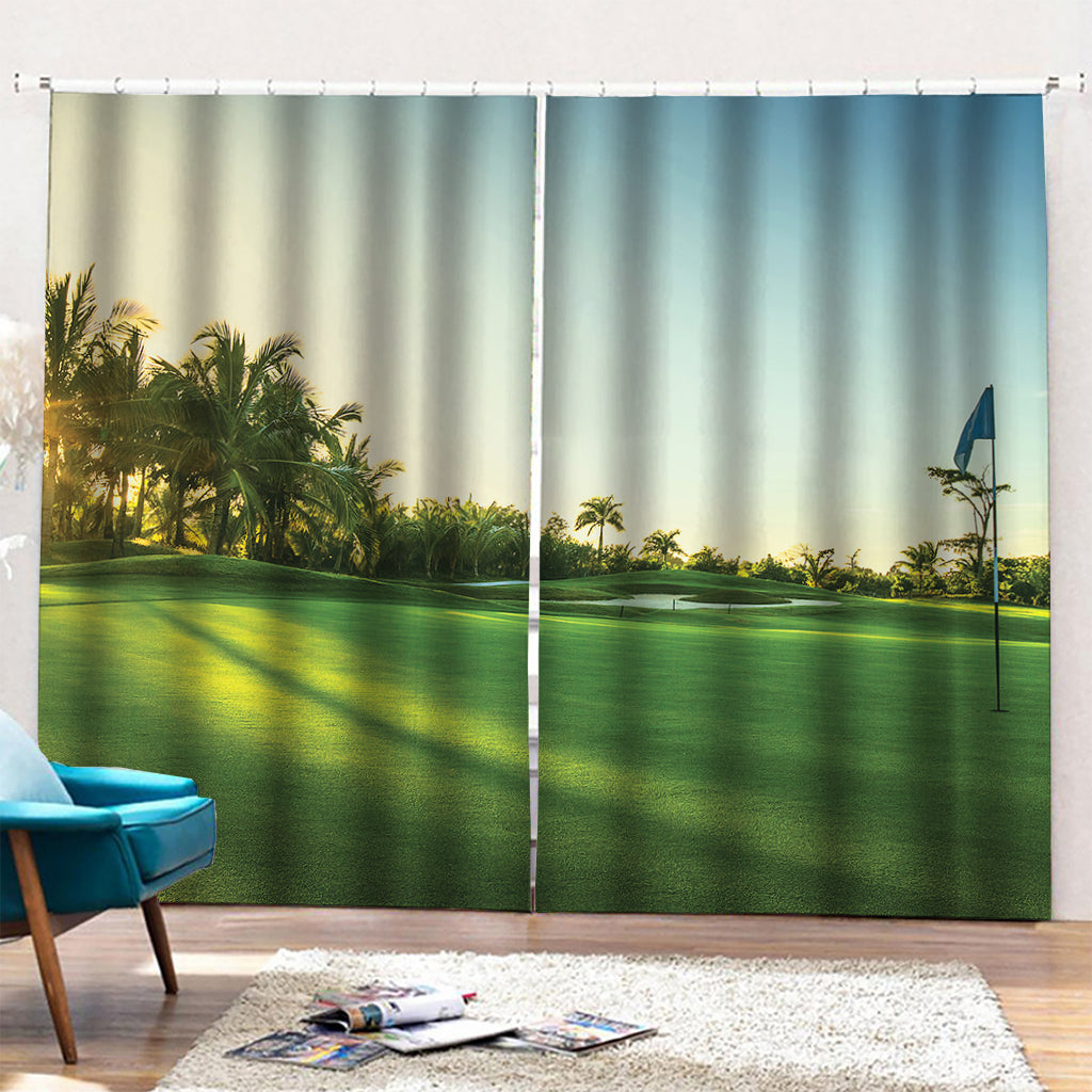 Golf Course Print Pencil Pleat Curtains