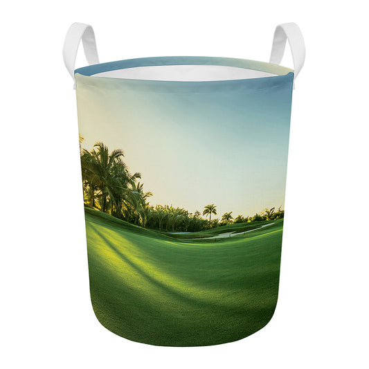 Golf Course Print Round Laundry Basket
