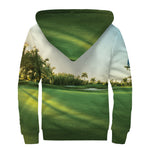 Golf Course Print Sherpa Lined Zip Up Hoodie