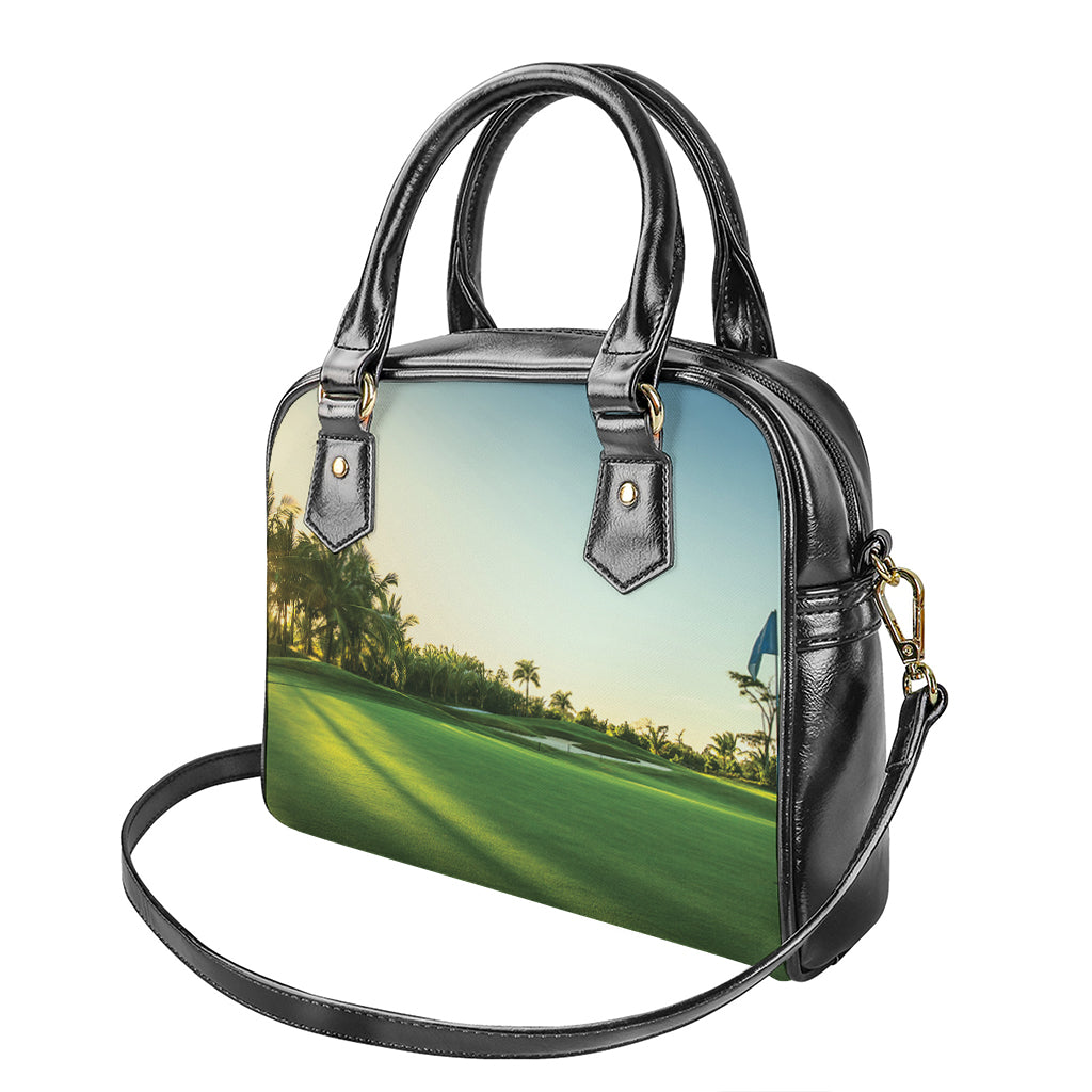 Golf Course Print Shoulder Handbag