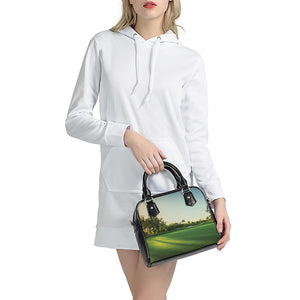 Golf Course Print Shoulder Handbag