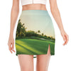 Golf Course Print Side Slit Mini Skirt