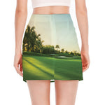 Golf Course Print Side Slit Mini Skirt