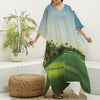 Golf Course Print Silk V-Neck Kaftan Dress