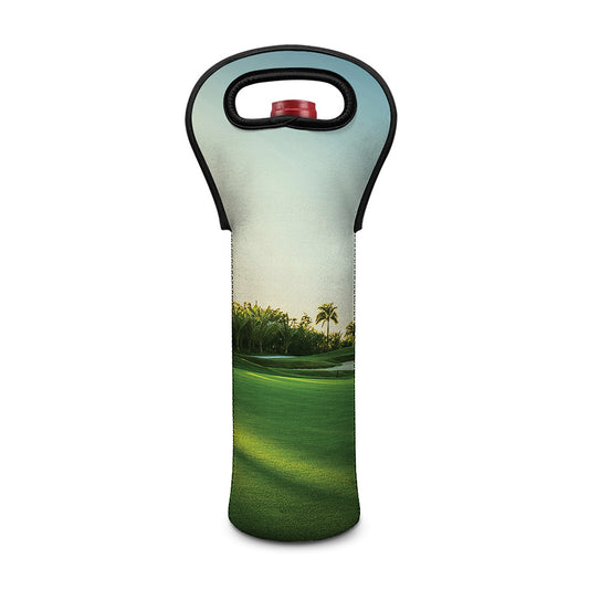 Golf Course Print Single Neoprene Wine Tote