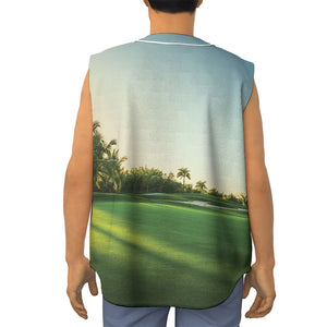 Golf Course Print Sleeveless Baseball Jersey