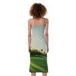 Golf Course Print Slim Fit Midi Cami Dress