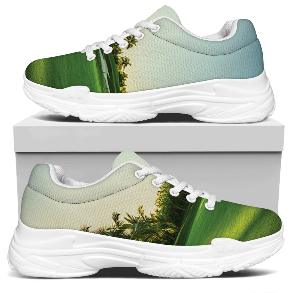 Golf Course Print White Chunky Shoes