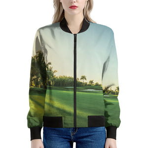 Golf Course Print Women's Bomber Jacket