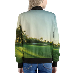 Golf Course Print Women's Bomber Jacket