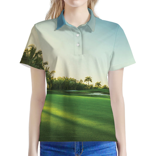Golf Course Print Women's Polo Shirt