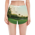 Golf Course Print Women's Split Running Shorts