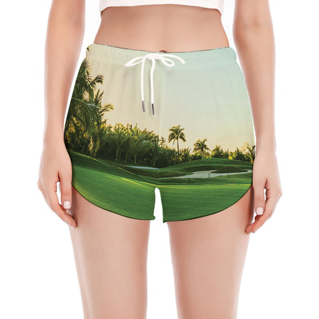 Golf Course Print Women's Split Running Shorts