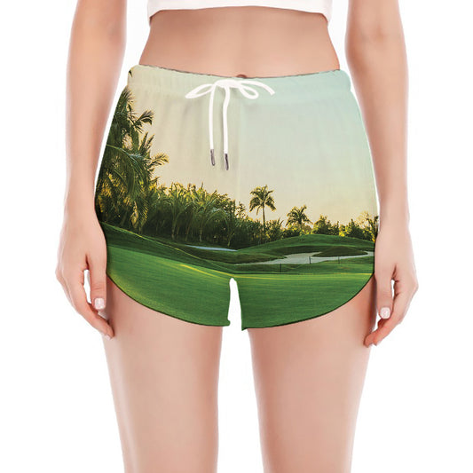 Golf Course Print Women's Split Running Shorts