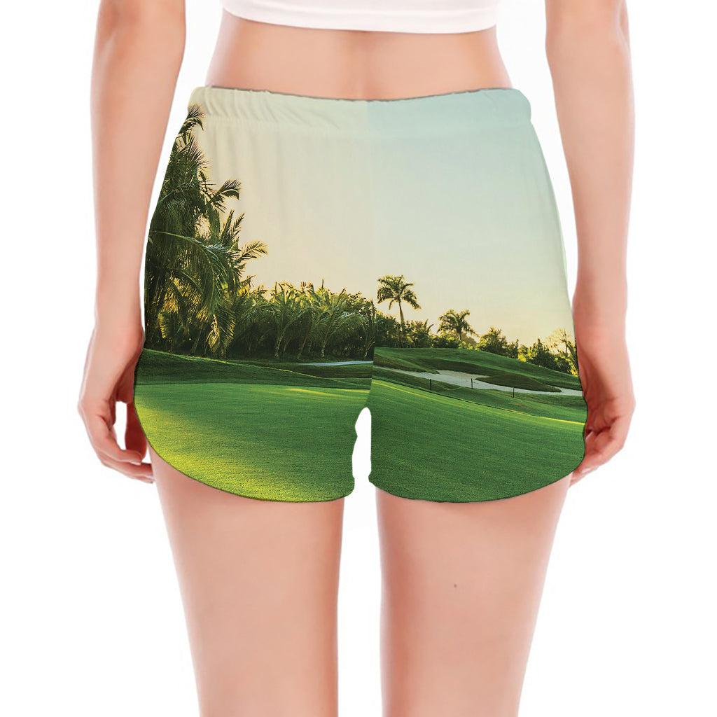 Golf Course Print Women's Split Running Shorts