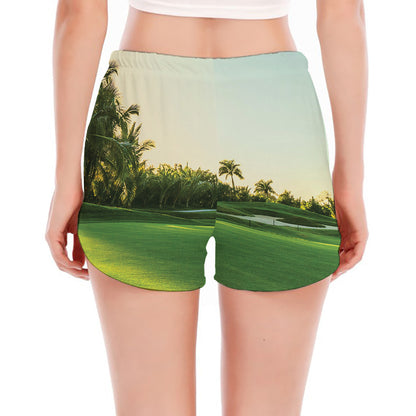 Golf Course Print Women's Split Running Shorts