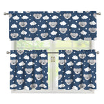 Good Night Koala Pattern Print 3 Piece Kitchen Curtains