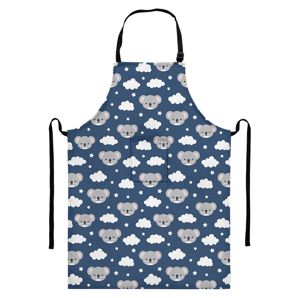 Good Night Koala Pattern Print Bib Apron With Pocket