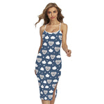 Good Night Koala Pattern Print Cross Back Cami Dress