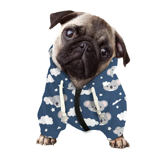 Good Night Koala Pattern Print Dog Zip Up Hoodie