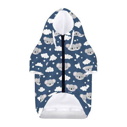 Good Night Koala Pattern Print Dog Zip Up Hoodie