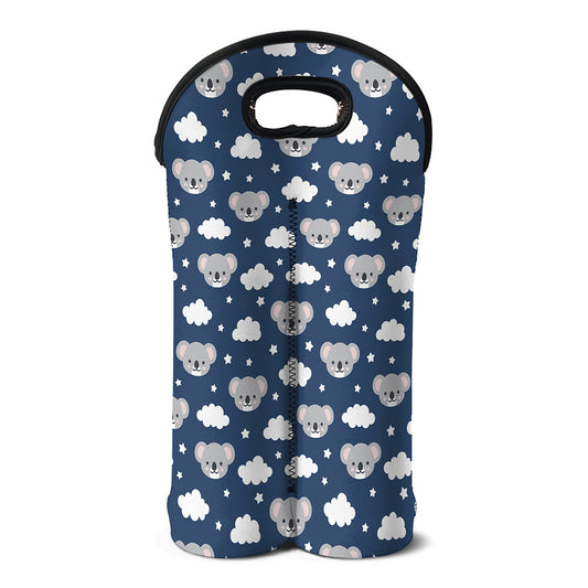 Good Night Koala Pattern Print Double Neoprene Wine Tote