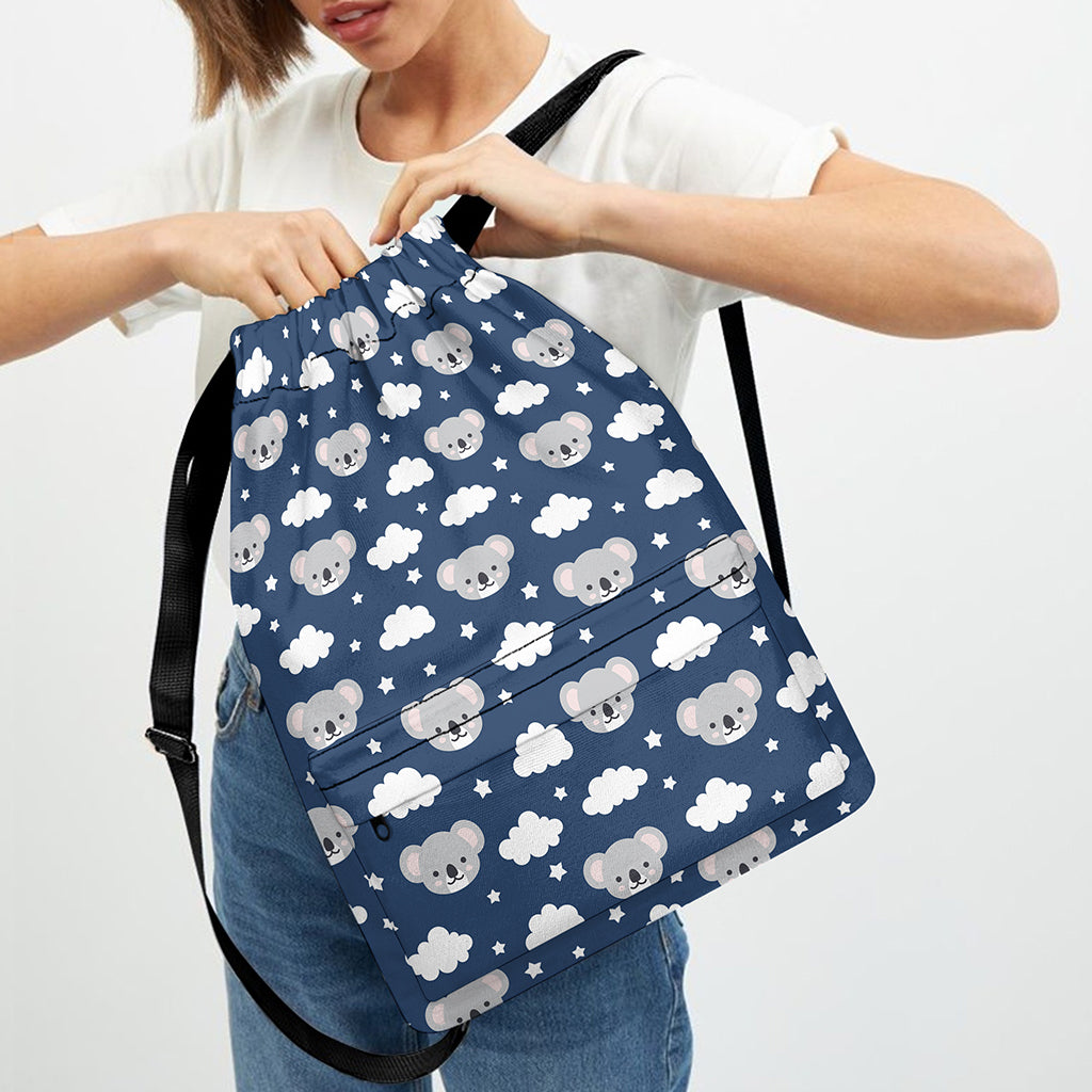 Good Night Koala Pattern Print Drawstring Backpack