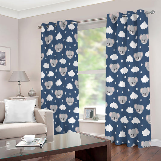 Good Night Koala Pattern Print Extra Wide Grommet Curtains