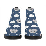Good Night Koala Pattern Print Flat Ankle Boots
