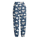 Good Night Koala Pattern Print Fleece Lined Knit Pants