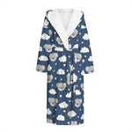 Good Night Koala Pattern Print Hooded Bathrobe